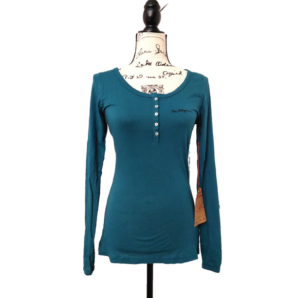 True Religion Brand Long Sleeve Signature Logo Cotton Henley Shirt Medium $78 - Picture 2 of 16